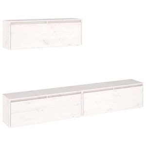 vidaXL Tv Cabinet | Set of 3 | White | Solid pinewood | Standard | Wall mounting