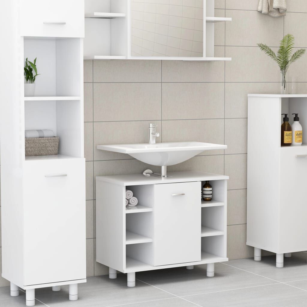 vidaXL 4 Piece Bathroom Furniture Set White Engineered Wood
