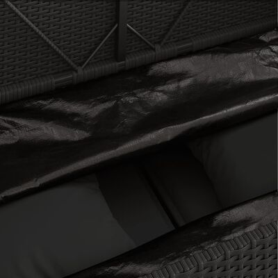 vidaXL Garden Bench with Cushions Black Poly Rattan, black vidaXL Garden Bench with Cushions Black Poly Rattan