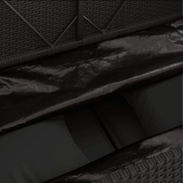 vidaXL Garden Bench with Cushions Black Poly Rattan
