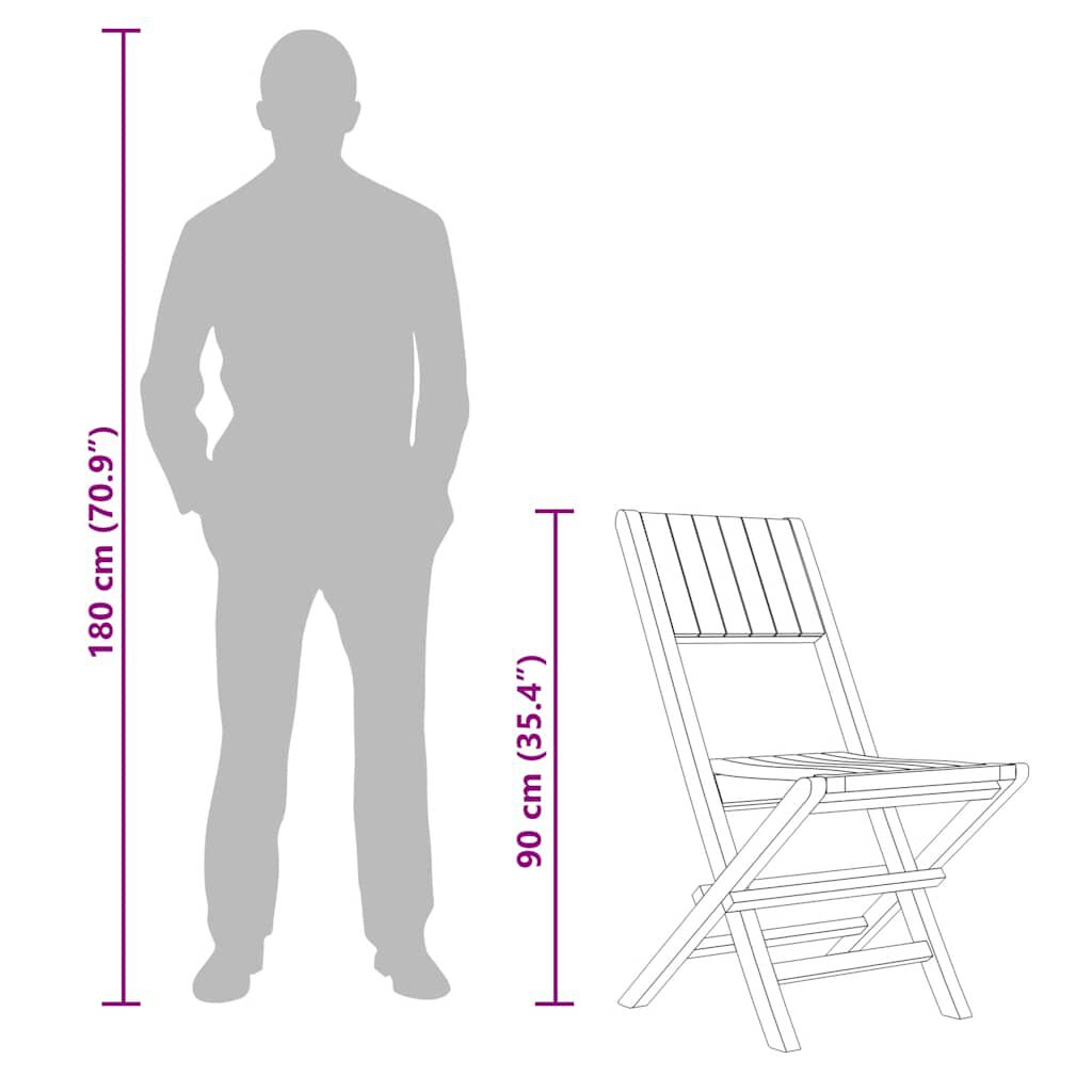 vidaXL Folding Garden Chairs 2 pcs 47x61x90 cm Solid Wood Teak