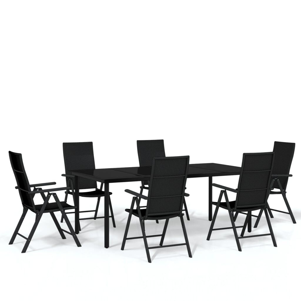 vidaXL 7 Piece Garden Dining Set Black
