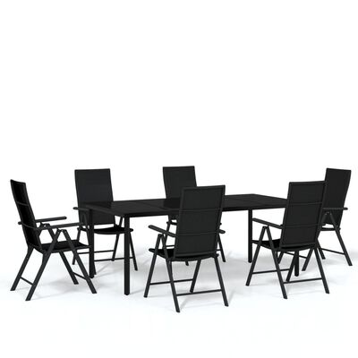 vidaXL 7 Piece Garden Dining Set Black,  vidaXL 7 Piece Garden Dining Set Black