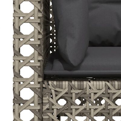 vidaXL Garden Sofa with Cushions 3-Seater Grey Poly Rattan, grey vidaXL Garden Sofa with Cushions 3-Seater Grey Poly Rattan