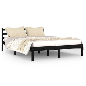 vidaXL Bed Frame without Mattress Solid Wood Pine 140x200cm Black