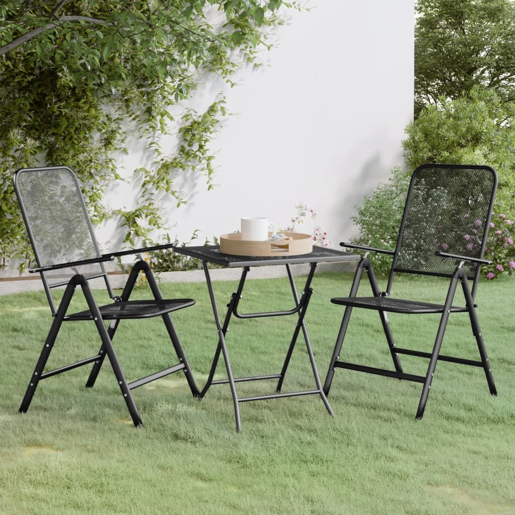 vidaXL 3 Piece Garden Dining Set Expanded Metal Mesh Anthracite
