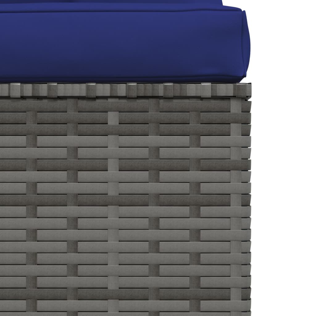 vidaXL Garden Middle Sofa with Cushions Grey Poly Rattan