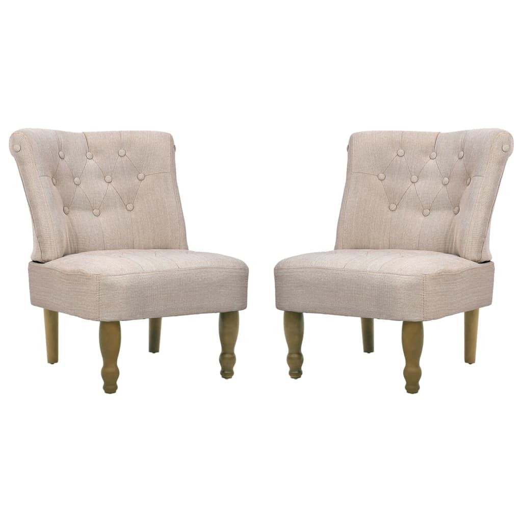 vidaXL French Chairs 2 pcs Cream Fabric