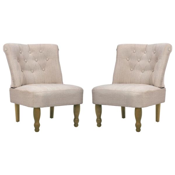 vidaXL French Chairs 2 pcs Cream Fabric