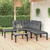 vidaXL 6 Piece Garden Lounge Set Black and Grey Poly Rattan