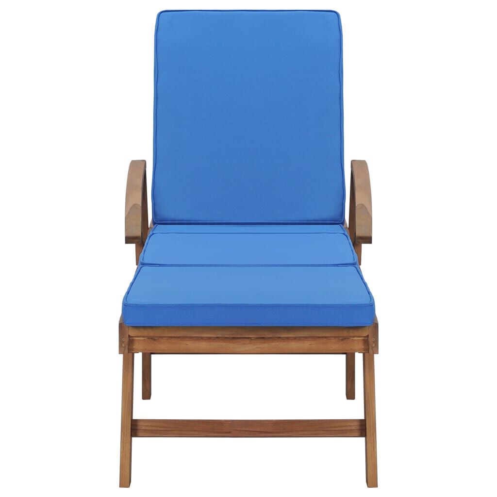 vidaXL Sun Loungers with Cushions 2 pcs Solid Teak Wood Blue
