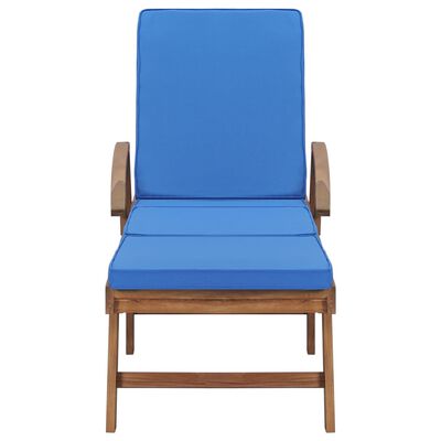 vidaXL Sun Loungers with Cushions 2 pcs Solid Teak Wood Blue, blue vidaXL Sun Loungers with Cushions 2 pcs Solid Teak Wood Blue