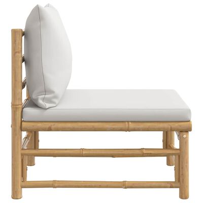 vidaXL Garden Middle Sofa with Light Grey Cushions Bamboo, light grey vidaXL Garden Middle Sofa with Light Grey Cushions Bamboo