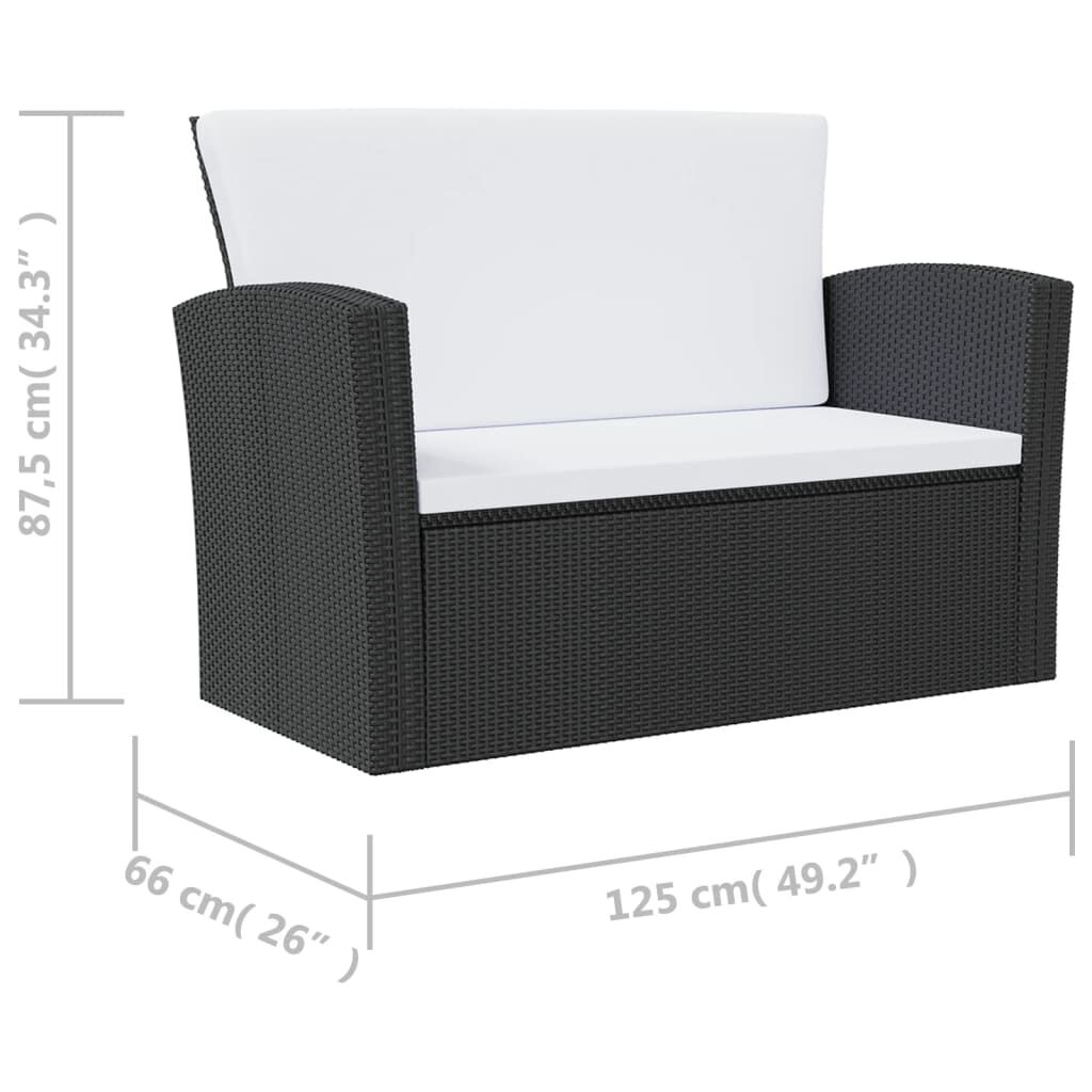 vidaXL 8 Piece Garden Lounge Set with Cushions Poly Rattan Black