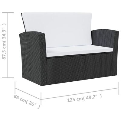 vidaXL 8 Piece Garden Lounge Set with Cushions Poly Rattan Black, black vidaXL 8 Piece Garden Lounge Set with Cushions Poly Rattan Black