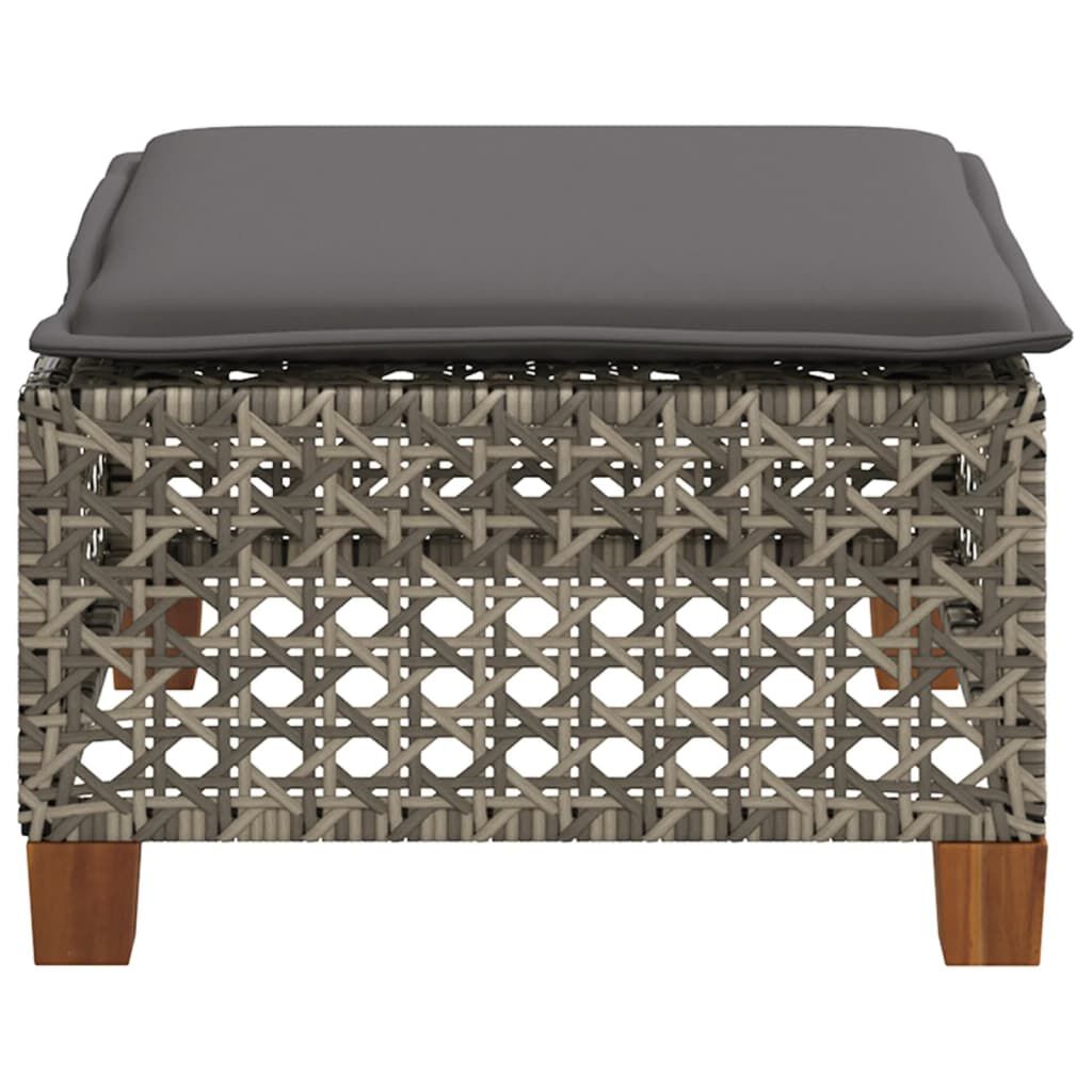 vidaXL Garden Stool with Cushion Grey 63.5x56x32 cm Poly Rattan