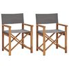 vidaXL Director's Chairs 2 pcs Solid Teak Wood Grey
