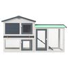vidaXL Outdoor Large Rabbit Hutch Grey and White 145 x 45 x 84 Wood