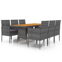 vidaXL 7 Piece Outdoor Dining Set Poly Rattan Grey