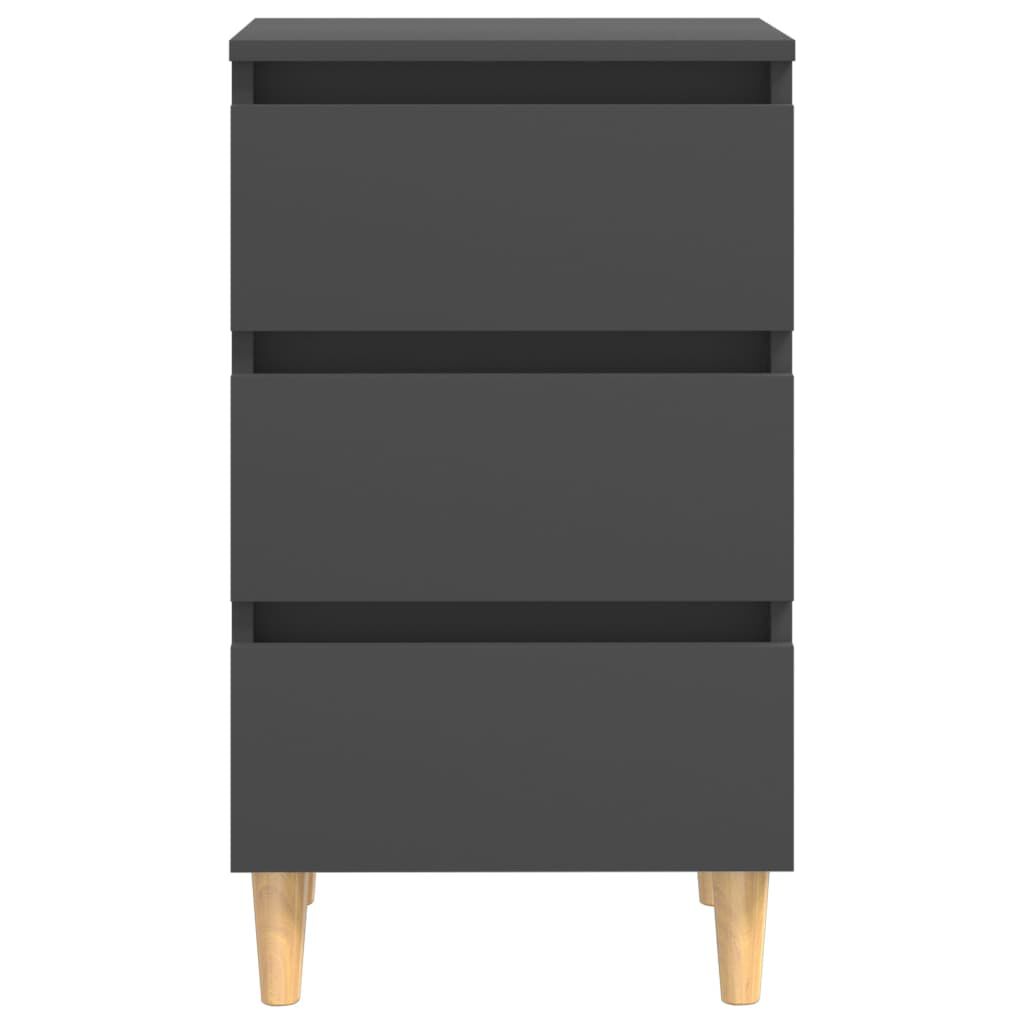 vidaXL Bed Cabinets with Solid Wood Legs 2 pcs Grey 40x35x69 cm