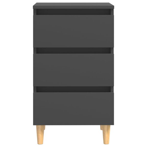 vidaXL Bed Cabinets with Solid Wood Legs 2 pcs Grey 40x35x69 cm