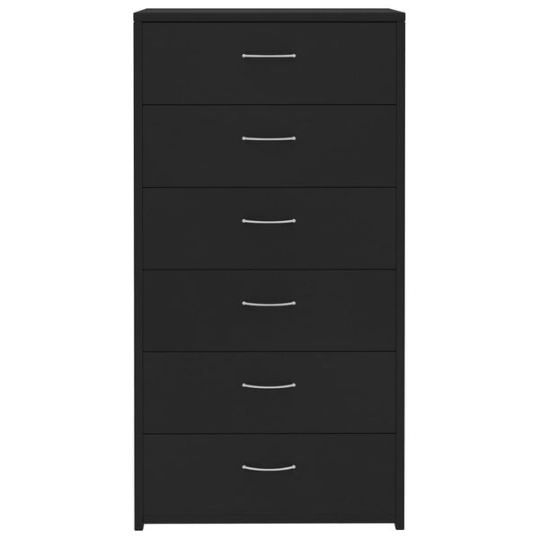 vidaXL Sideboard with 6 Drawers Black 50x34x96 cm Engineered Wood