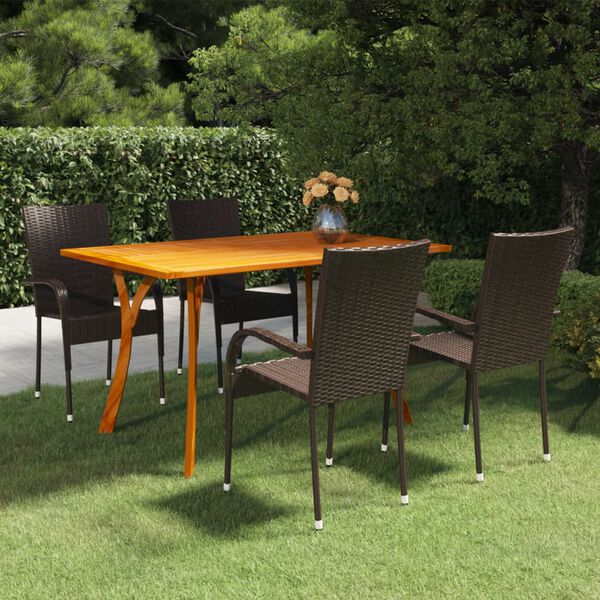 vidaXL 5 Piece Garden Dining Set Brown