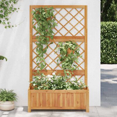 vidaXL Raised Bed with Trellis 85x38x150 cm Solid Acacia Wood,  vidaXL Raised Bed with Trellis 85x38x150 cm Solid Acacia Wood