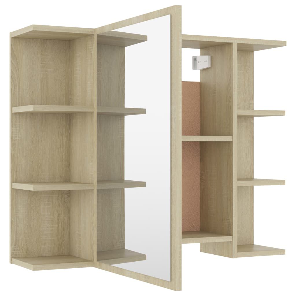 vidaXL Bathroom Mirror Cabinet Sonoma Oak 80x20.5x64 cm Engineered Wood