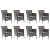 vidaXL 9 Piece Garden Dining Set with Cushions Poly Rattan Grey
