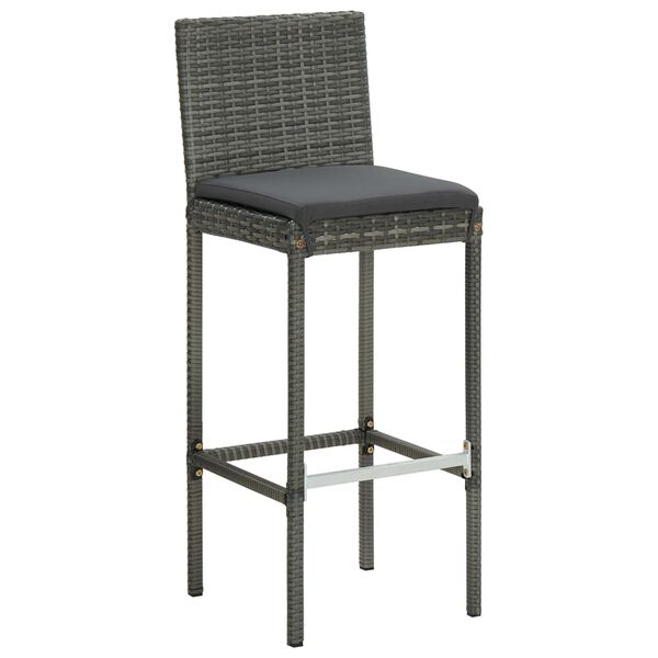 vidaXL 5 Piece Outdoor Bar Set with Cushions Poly Rattan Grey