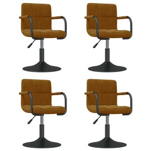 vidaXL Swivel Dining Chairs 4 pcs Brown Velvet