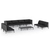 vidaXL 9 Piece Garden Lounge Set with Cushions Poly Rattan Dark Grey