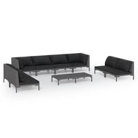 vidaXL 9 Piece Garden Lounge Set with Cushions Poly Rattan Dark Grey