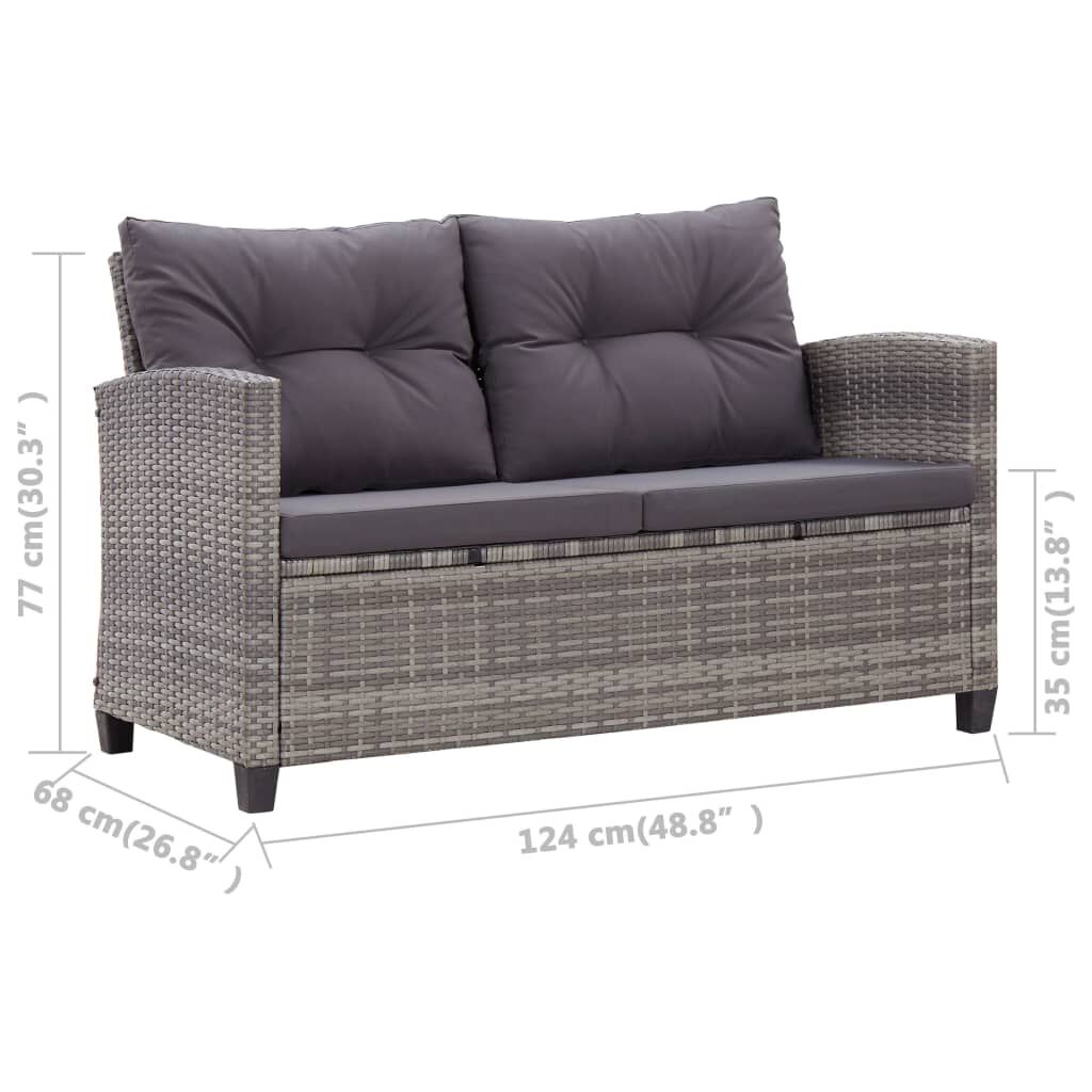 vidaXL 6 Piece Garden Sofa Set with Cushions Poly Rattan Dark Grey