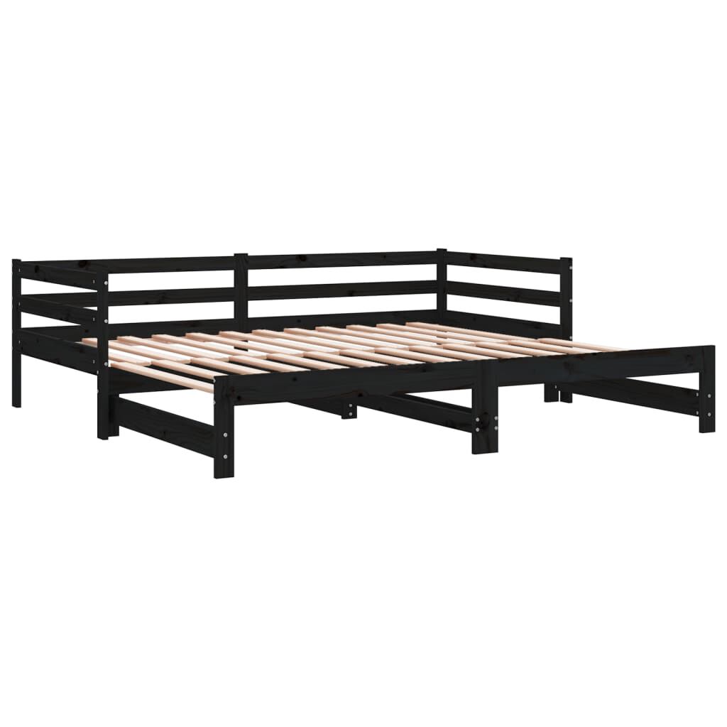 vidaXL Pull-out Day Bed without Mattress Black 2x(90x200)cm