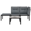 vidaXL 4 Piece Garden Lounge Set Black and Grey Poly Rattan