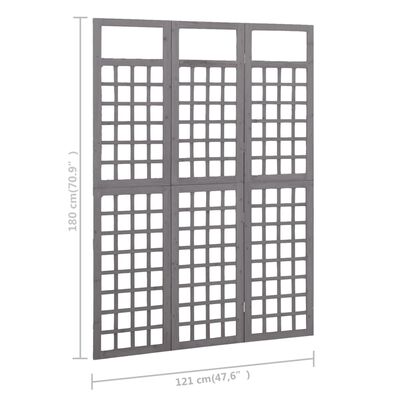 vidaXL 3-Panel Room Divider/Trellis Solid Fir Wood Grey 121x180 cm, grey vidaXL 3-Panel Room Divider/Trellis Solid Fir Wood Grey 121x180 cm