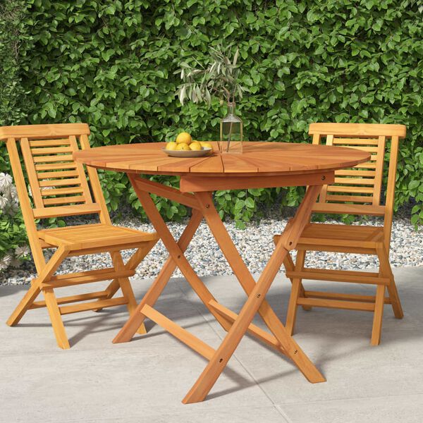 vidaXL Folding Garden Table Ø 85x75 cm Solid Wood Teak