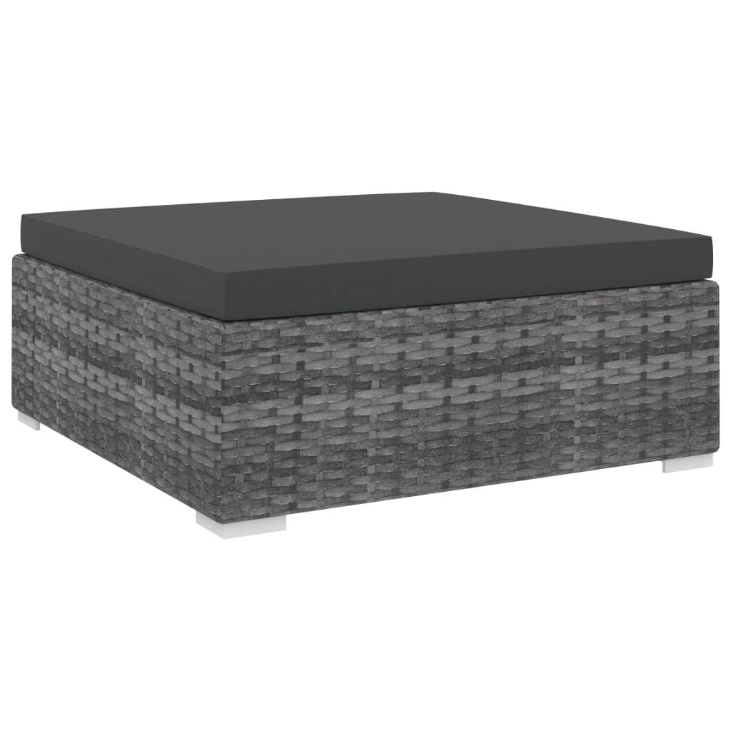 vidaXL Sectional Footrest 1 pc with Cushion Poly Rattan Grey