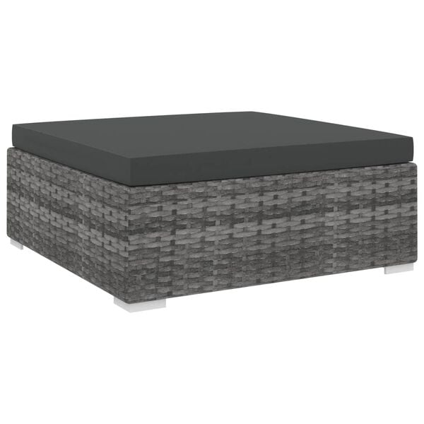 vidaXL Sectional Footrest 1 pc with Cushion Poly Rattan Grey