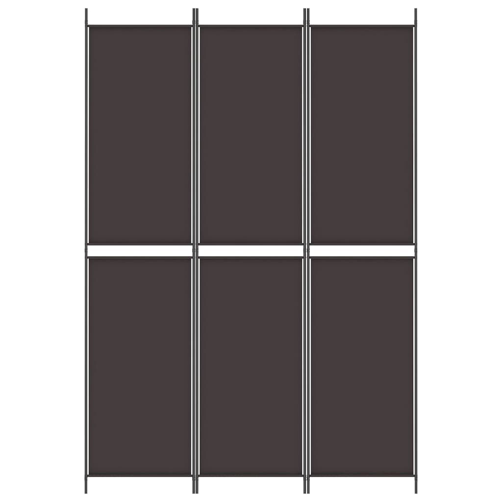vidaXL 3-Panel Room Divider Brown 150x220 cm Fabric