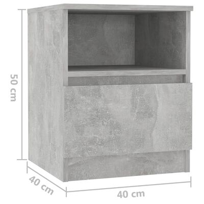 vidaXL Bed Cabinet Concrete Grey 40x40x50 cm Engineered Wood, concrete grey vidaXL Bed Cabinet Concrete Grey 40x40x50 cm Engineered Wood