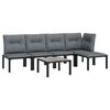vidaXL 6 Piece Garden Lounge Set Black and Grey Poly Rattan
