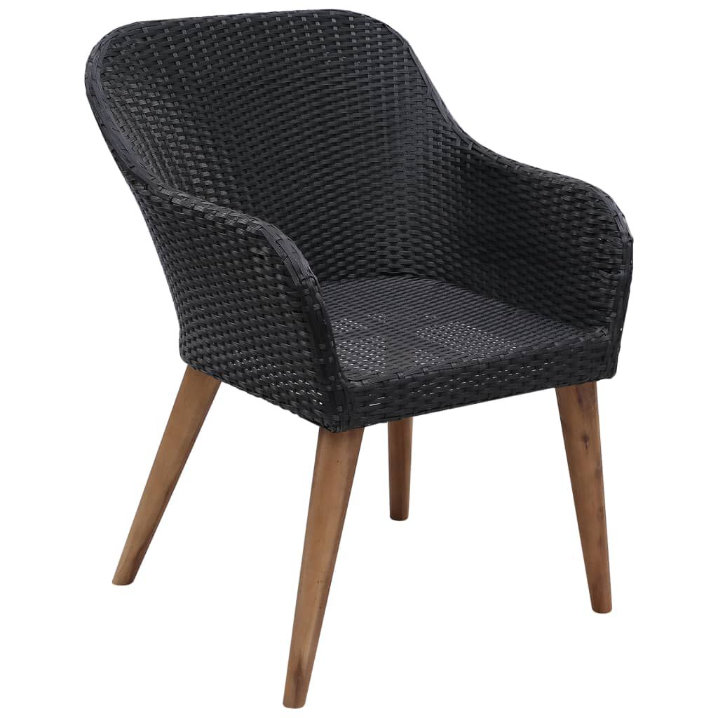 vidaXL Outdoor Chairs with Cushions 2 pcs Poly Rattan Black