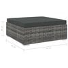 vidaXL Sectional Footrest 1 pc with Cushion Poly Rattan Grey