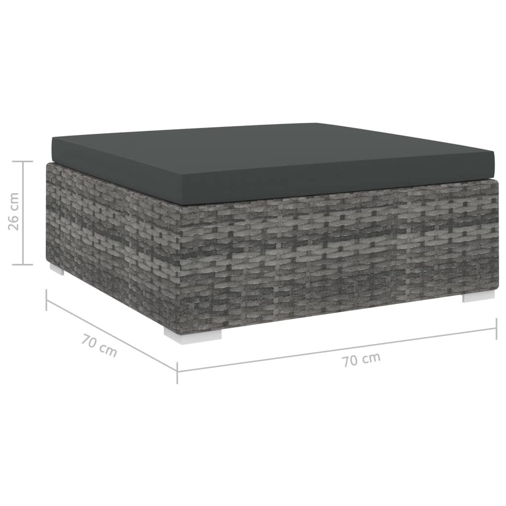 vidaXL Sectional Footrest 1 pc with Cushion Poly Rattan Grey