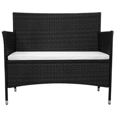 vidaXL Garden Bench 90 cm Poly Rattan Black, black and white vidaXL Garden Bench 90 cm Poly Rattan Black