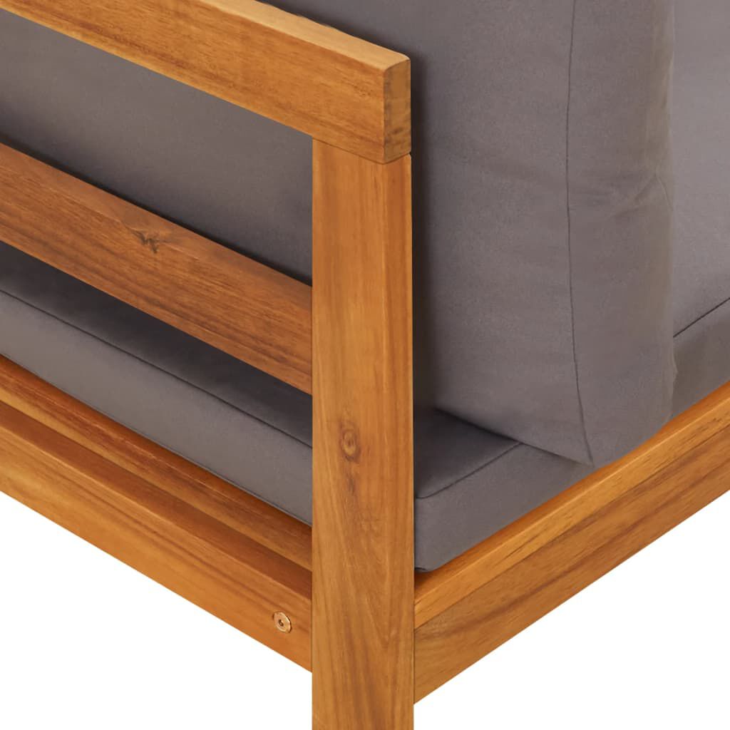 vidaXL Corner Sofa with Dark Grey Cushions Solid Acacia Wood