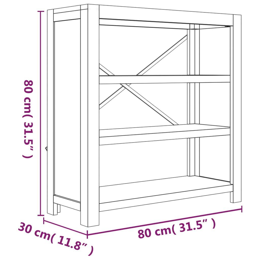 vidaXL 3-Tier Bookcase 80x30x80 cm Solid Wood Acacia